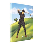 Golfe do jogador de golfe do período do olhar do v impressão de canvas esticadas