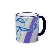 Graffitis abstratos listrados azuis caneca