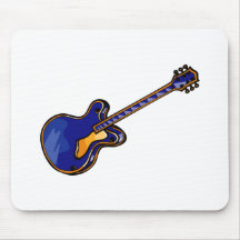 Gráfico azul simples semi oco da guitarra mouse pad