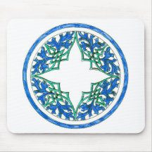 gráfico redondo do victorian azul e verde mousepad