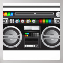 gráfico retro do dinamitador do gueto do boombox poster