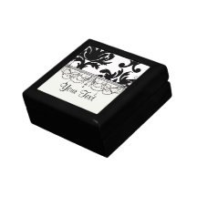 grande damasco corajoso branco e preto porta jóia