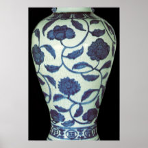 Grande vaso azul e branco, período de Jaijing Poster