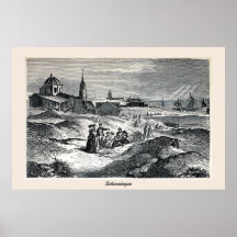 Gravura, praia de Scheveningen (Haia) Poster