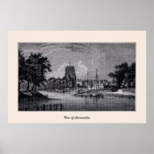 Gravura, vista de Leeuwarden Posteres