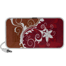 Grunge floral vermelho e branco sistema de som
