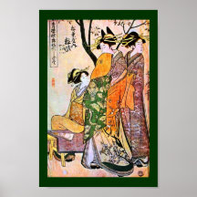 Gueixa japonesa 1911 da gravura três poster