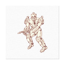 Guerreiro do robô de Mecha com arma de raio Impressão De Canvas Envolvidas