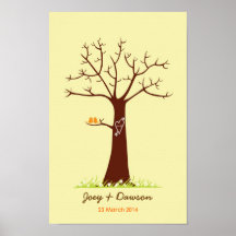 Guestbook do casamento da árvore da impressão digi