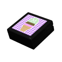 Guingão Checkered roxo; Cone do sorvete Porta Jóias