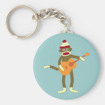 Guitarra acústica do macaco da peúga chaveiro