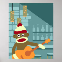 Guitarra acústica do macaco da peúga impressão