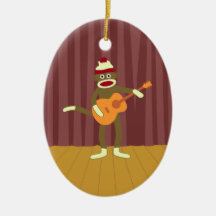 Guitarra acústica do macaco da peúga enfeites para arvore de natal