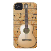 Guitarra de PixDezines+Partitura do vintage Capa iPhone 4 Case-Mate