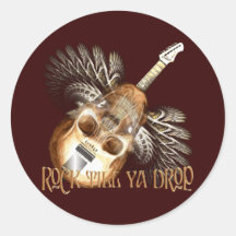 Guitarra do crânio adesivos redondos