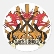 Guitarra do hard rock adesivo redondo