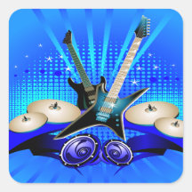 Guitarra elétricas, cilindros & auto-falante azuis adesivo