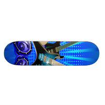 Guitarra elétricas, cilindros & auto-falante azuis skates personalizados