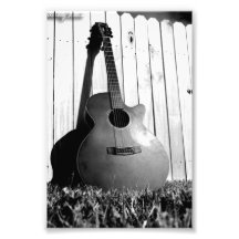 Guitarra preto e branco impressão fotográficas