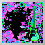 Guitarra selvagem (preto) pôsteres