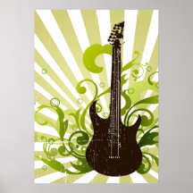 Guitarra verde do Grunge Pôsteres