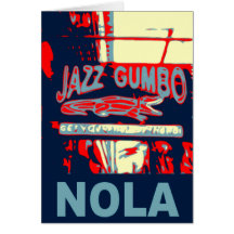 Gumbo do jazz de Nova Orleães Nola Cartao