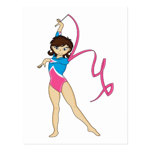Gymnast fêmea com fita cartão postal