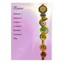 HASTE DE ASCLEPIUS COM 7 CHAKRAS, ENERGIA ESPIRITU MODELO CARTOES DE VISITA
