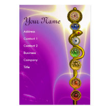 HASTE DE ASCLEPIUS COM 7 CHAKRAS, ENERGIA ESPIRITU CARTÃO DE VISITA