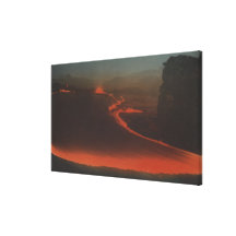 Havaí - vista de fugas da lava do Active Impressão De Canvas Envolvidas
