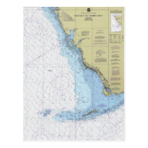 Havana à carta náutica Postcar de Tampa Bay Florid Cartoes Postais