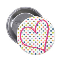 Heart and Colorful Dots Botons