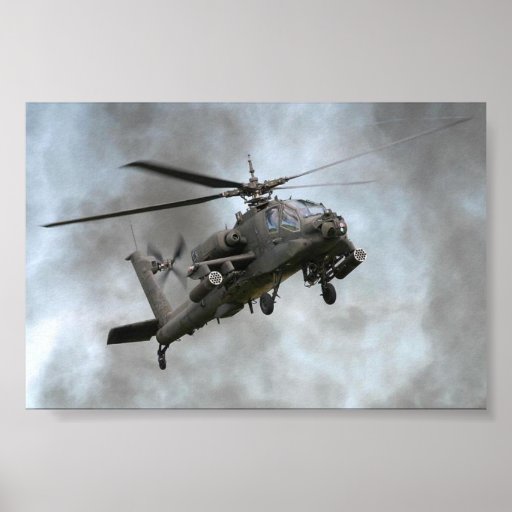 Helicóptero de Apache no fumo Pôsteres