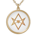 Hexagram Unicursal dourado - símbolo thelemic Pingente