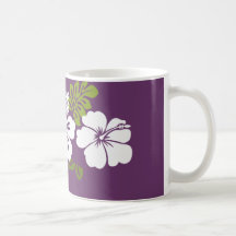 Hibiscus e folhas brancos caneca