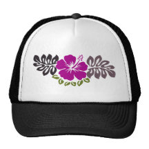 Hibiscus e folhas roxos bone