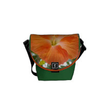 Hibiscus feliz e flores tropicais bolsa mensageiro