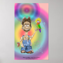 Hippy com pássaro poster