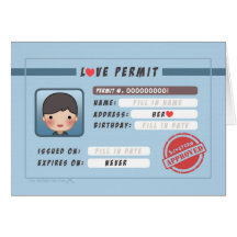 HJ-História: Licença do amor (menino) Cartão