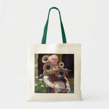 Homem da música que diz obrigados bolsa para compra