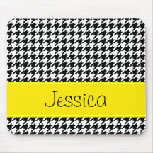 Houndstooth amarelo e preto formal personalizado mousepads