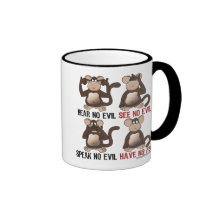 Humor sábio dos macacos caneca