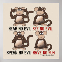 Humor sábio dos macacos posters