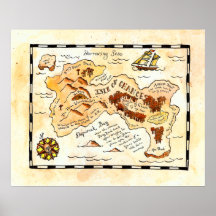 Ilha do mapa do tesouro da possibilidade posteres