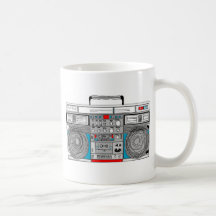 ilustração do boombox 80s canecas