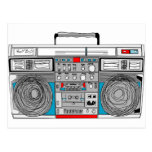 ilustração do boombox 80s cartao postal