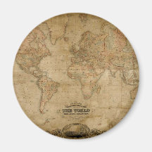 Ímã antigo da série do mapa do mundo imã de refrigerador