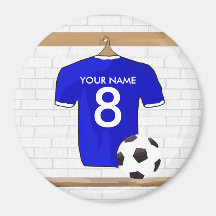 Ímã (azul) customizável da camisa do futebol imã de refrigerador