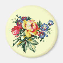 Ímã de matéria têxtil do buquê floral do vintage imã de geladeira