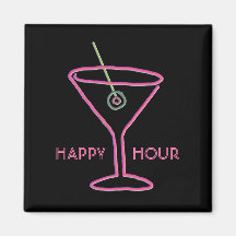 Ímã de néon retro do happy hour de Martini Imã De Refrigerador